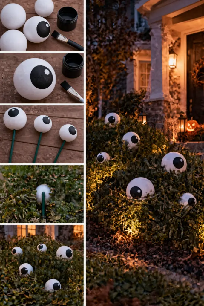 DIY Creepy Outdoor Halloween Decorations 19 Spooky Eyeball Bushes DIY Tutorial
