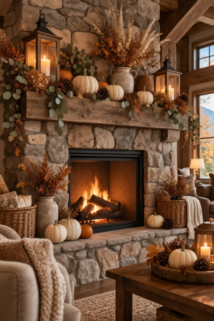 Fall Mantel Decor Ideas in 2026 7 Stone Fireplace With Natural Textures