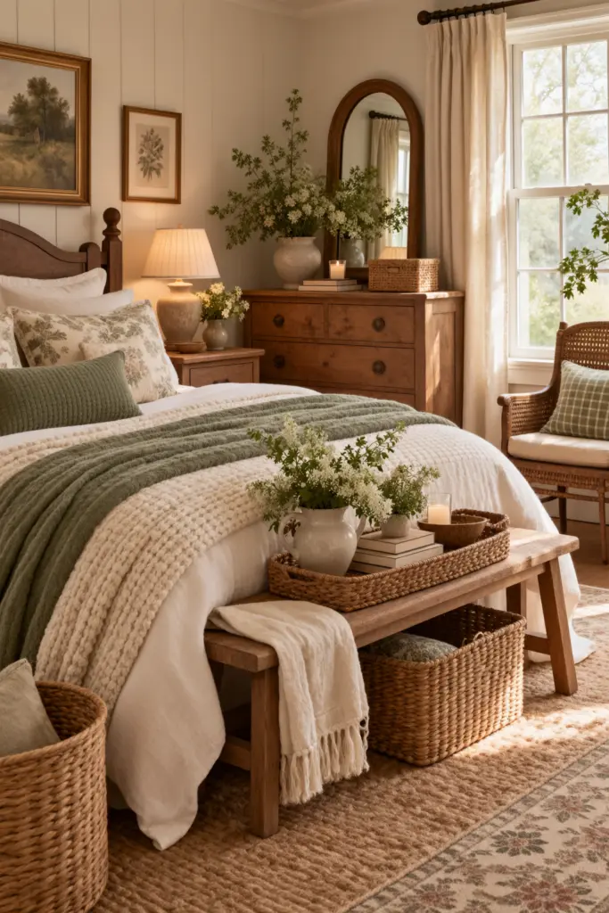 25+ Warm Cozy Cottage Bedroom Ideas 18 Sunlit Rustic Farmhouse Bedroom Retreat