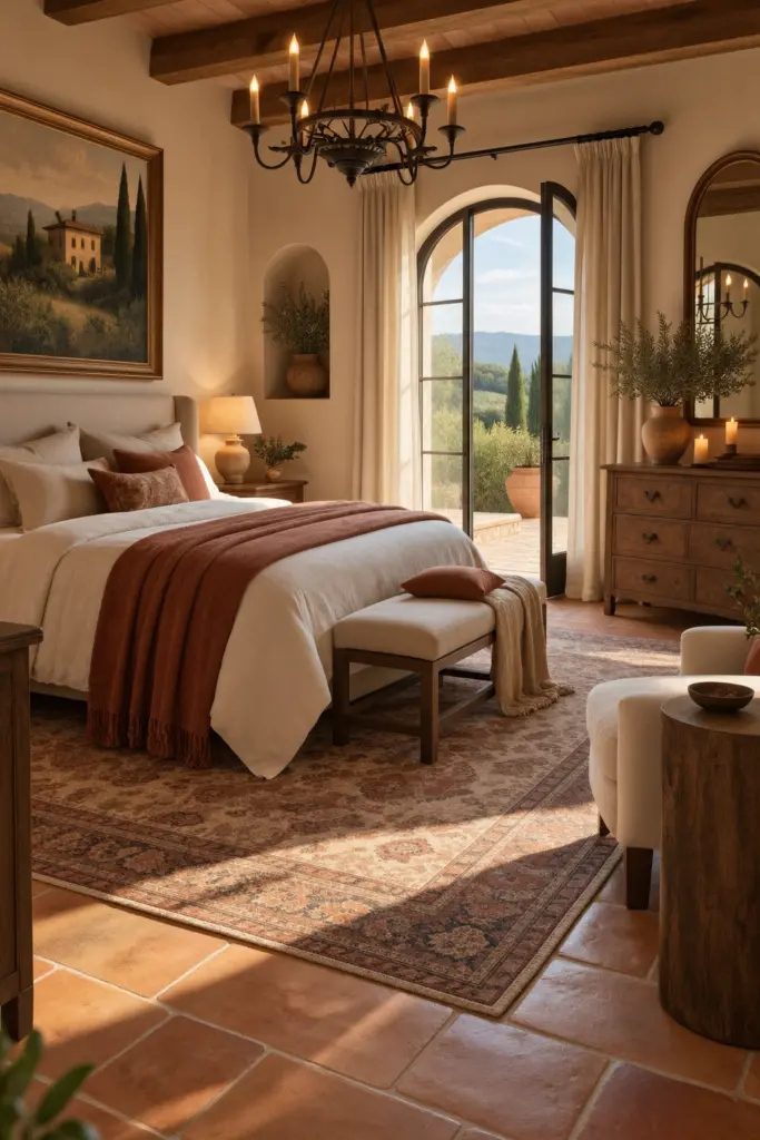 Sunlit Tuscan Rustic Bedroom Retreat