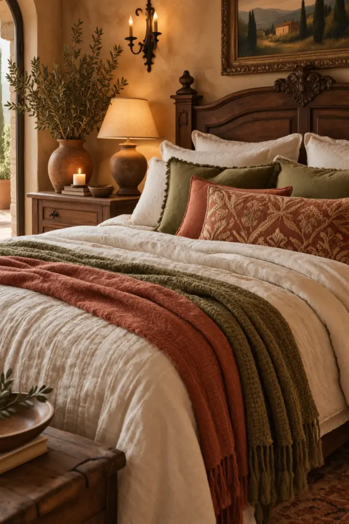 Tuscan Bedroom with Candlelit Textures