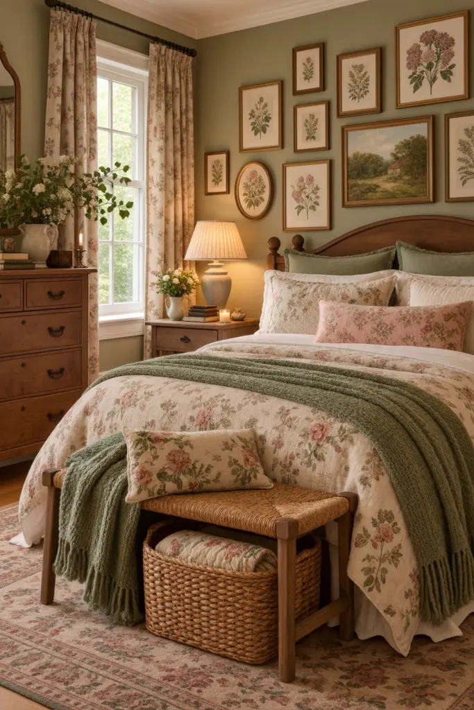 25+ Warm Cozy Cottage Bedroom Ideas 20 Vintage Botanical Cottage Bedroom