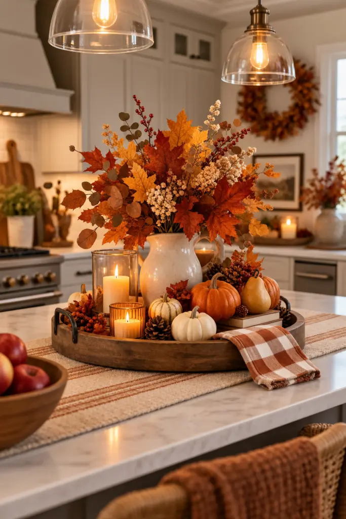 Festive Kitchen Fall Decor Ideas for a Cozy Home 4 Warm Fall Centerpiece