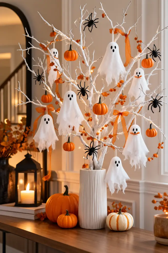 20+ DIY Halloween Tree Decorations Ideas 4 White Halloween Tree Decorations With Ghost
