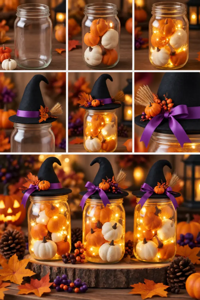 25+ DIY Fall Mason Jar Crafts (Easy Step-by-Step ) 13 Mini Pumpkin Mason Jar Lantern
