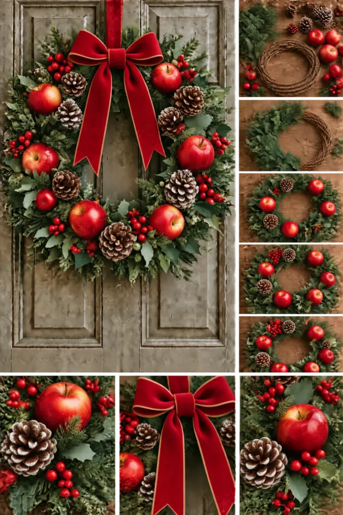 30+ DIY Christmas Wreath Ideas 30 apple and Pinecone Christmas Wreath