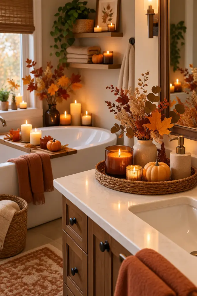 20+ Cozy Fall Bathroom Decor Ideas 7 Fall Bathroom Decor with Cozy Candles
