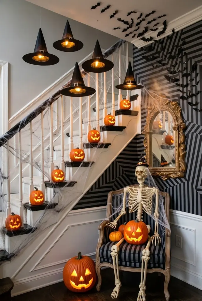 25+ Spooky Halloween Entryway Decor Ideas 12 Halloween Staircase Decor