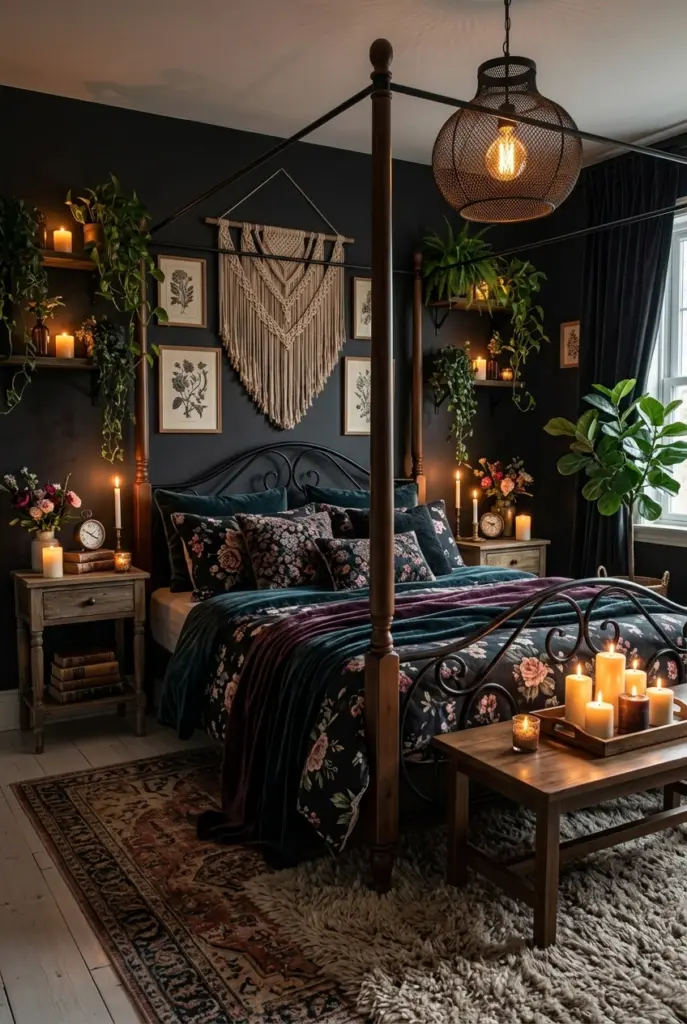 Cozy romantic bedroom with Cozy Candlelit 