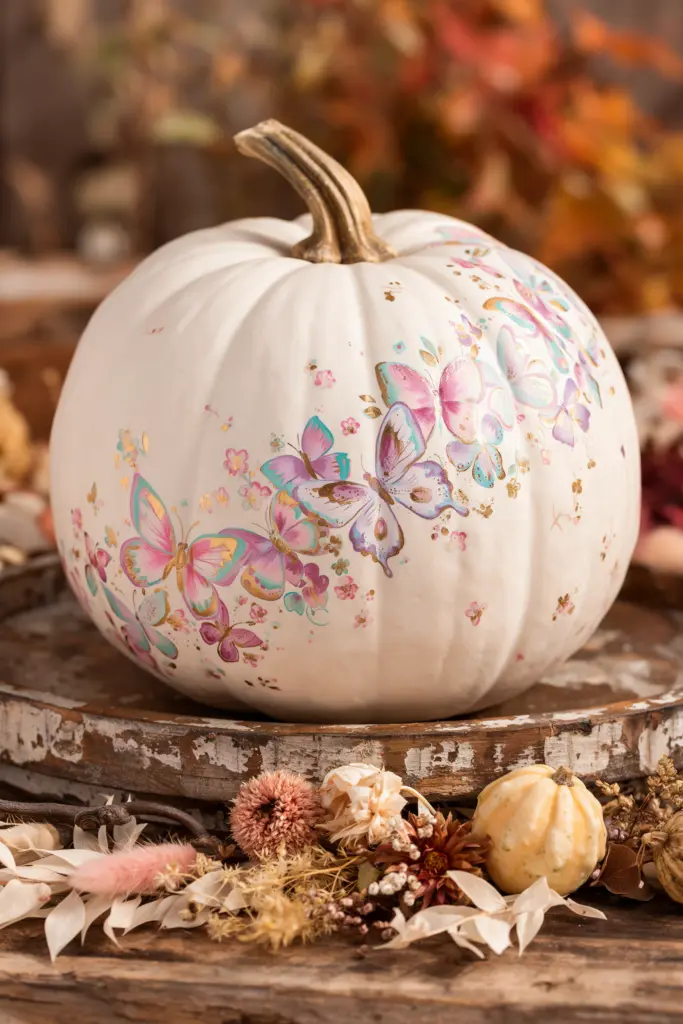 Beautiful Butterfly No Carve Pumpkin Decorating
