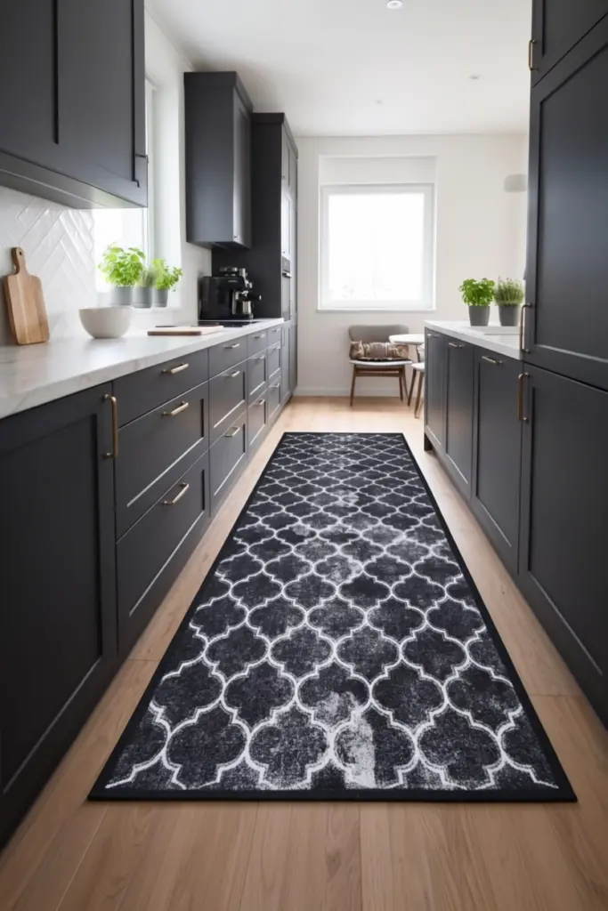 25+ Stunning Monochrome Kitchen Ideas & Inspo 20 Black and White Kitchen Rug