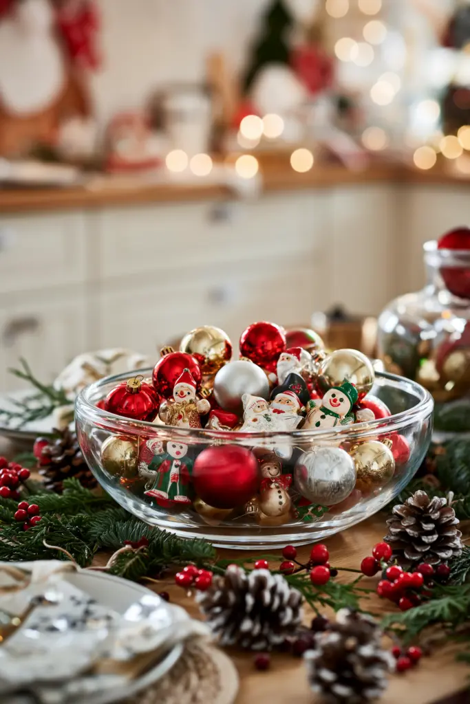 90s Christmas Aesthetic - 30 Cozy Magical Holiday Decorating Ideas 18 Christmas Centerpiece With Vintage Ornaments