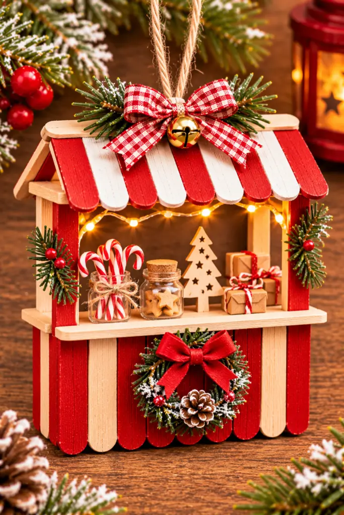 30+ Easy Christmas Crafts with Popsicle Sticks For Adults & Kids 12 Christmas Market Stall