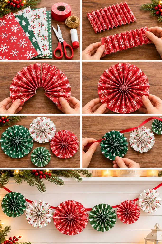 Christmas Paper Wheels Garland
