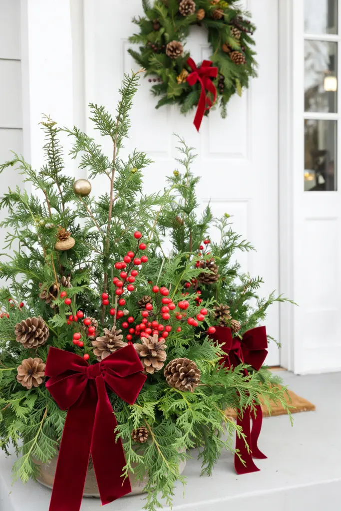 17 Beautiful Outdoor Christmas Planters Designs