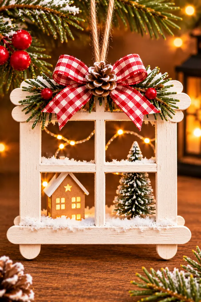 30+ Easy Christmas Crafts with Popsicle Sticks For Adults & Kids 13 Christmas Window Ornament