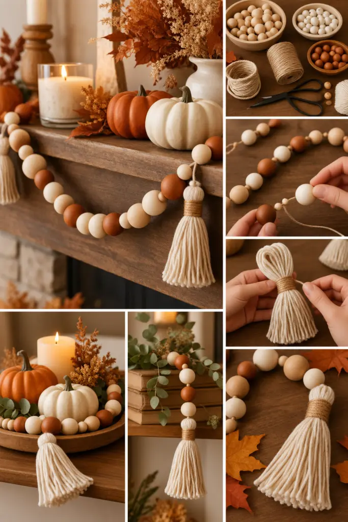 DIY Wooden Bead Garland with a Tassel