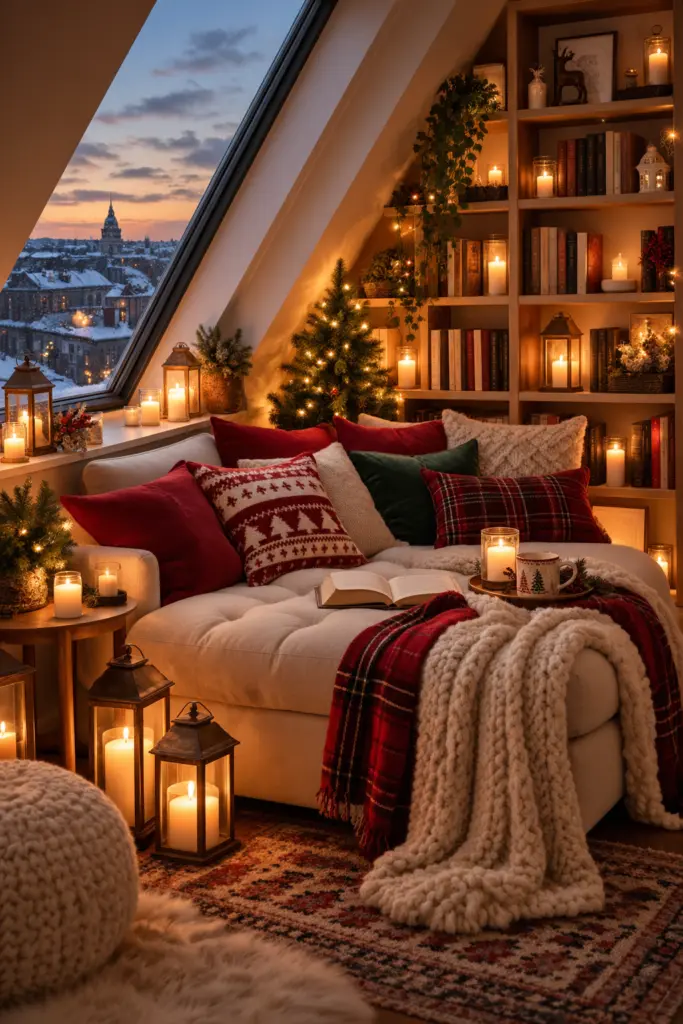 Cozy Candlelit Christmas Reading Nook