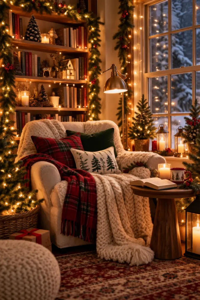 Cozy Christmas Reading Nook Decor 