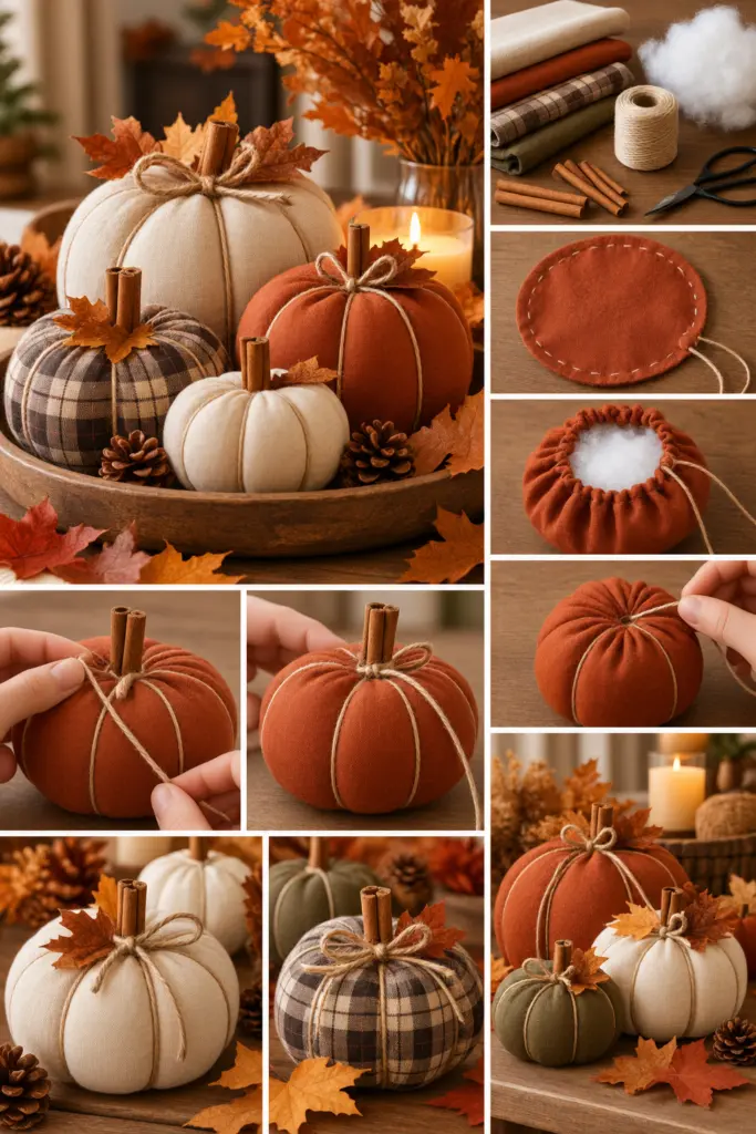 No-Sew Fabric Pumpkin Decorations