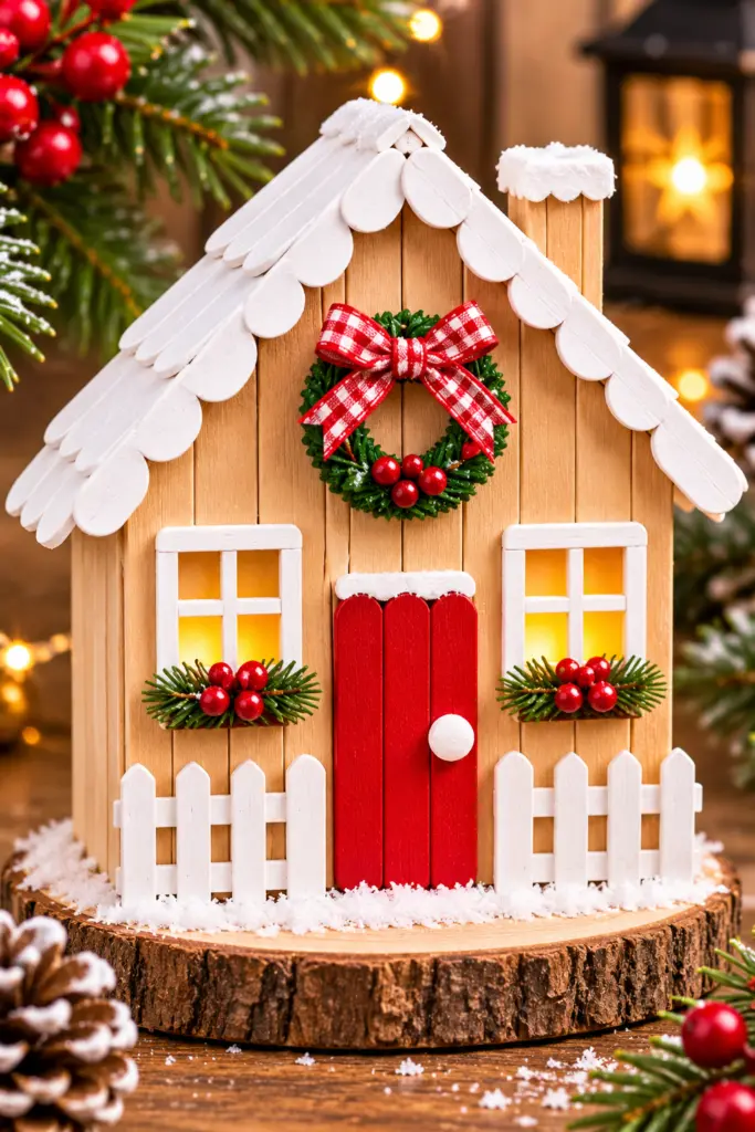 30+ Easy Christmas Crafts with Popsicle Sticks For Adults & Kids 6 Mini Popsicle Stick Gingerbread House