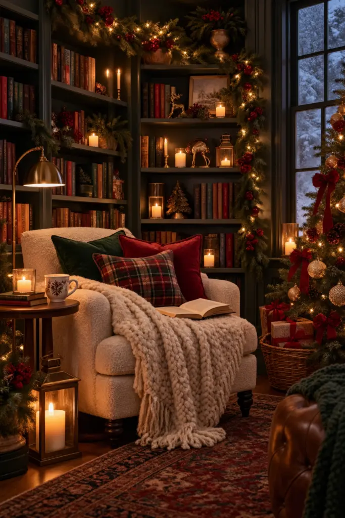 Dark and Moody Christmas Reading Nook
