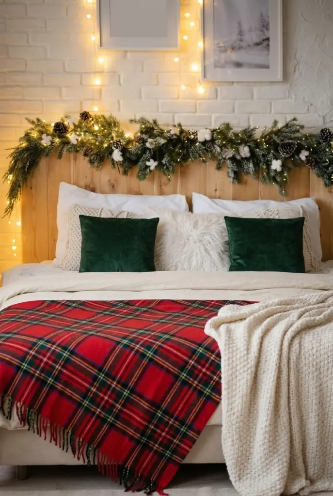 Decorate the Headboard with Christmas Greenery