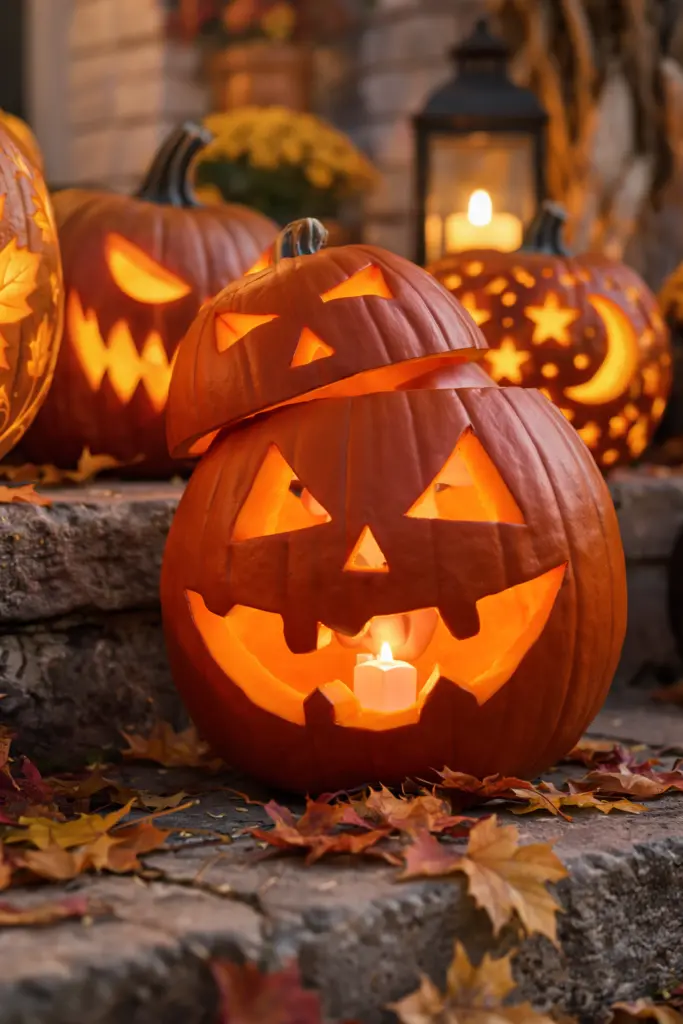 40+ Easy Pumpkin Carving Ideas for Fall & Holidays 29 Display Your Finished Pumpkin