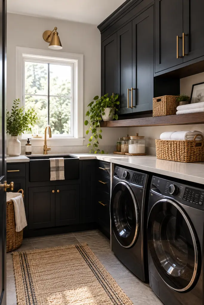 25+ Beautiful Apartment Laundry Room Ideas & Designs 10 Black Apartment Laundry Room