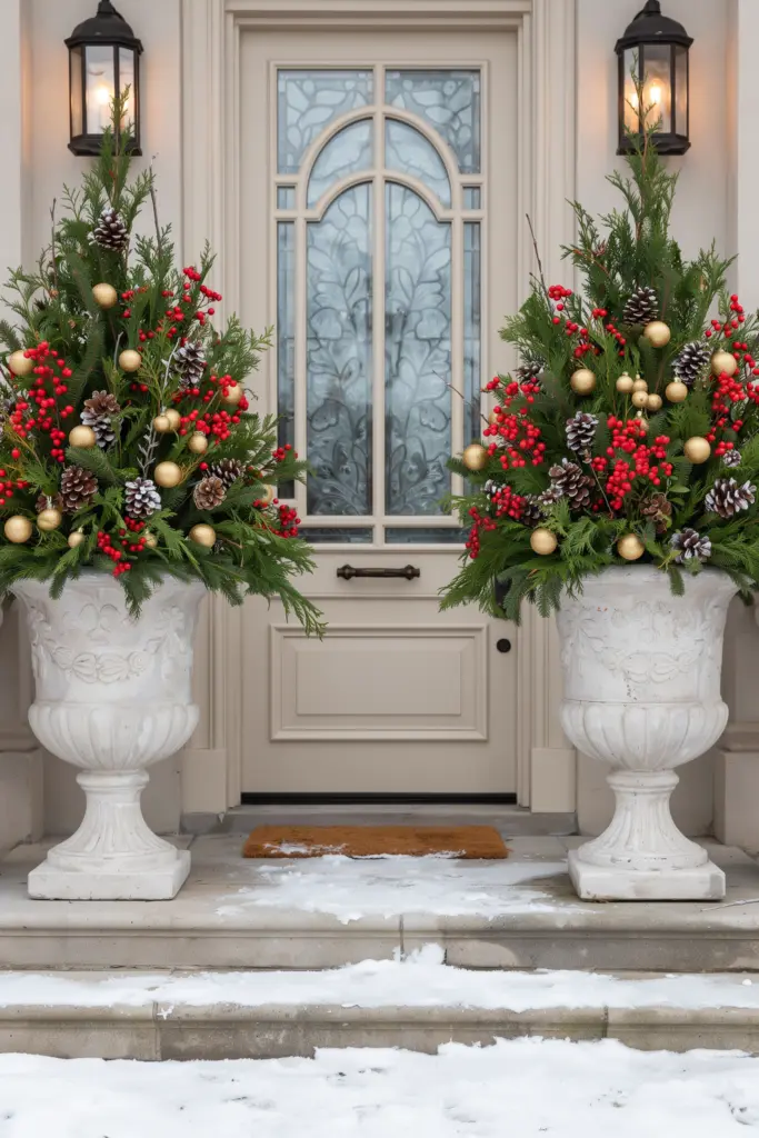 Elegant Christmas Urn Arrangements