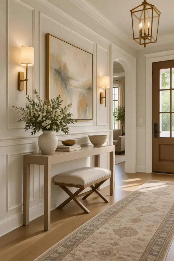 25+ Modern Wainscoting Entryway Ideas & Inspo 2 Classic White Wainscoting Entryway with Elegant Wall Molding