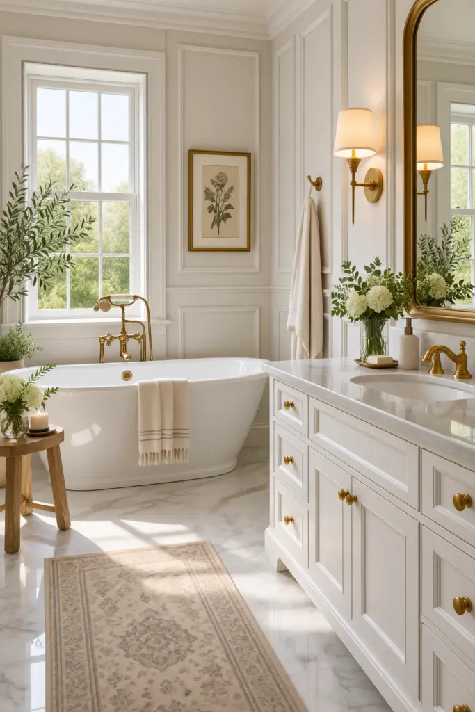 21 Best Wainscoting Bathroom Ideas & Inspo 4 Elegant White Paneling With Marble