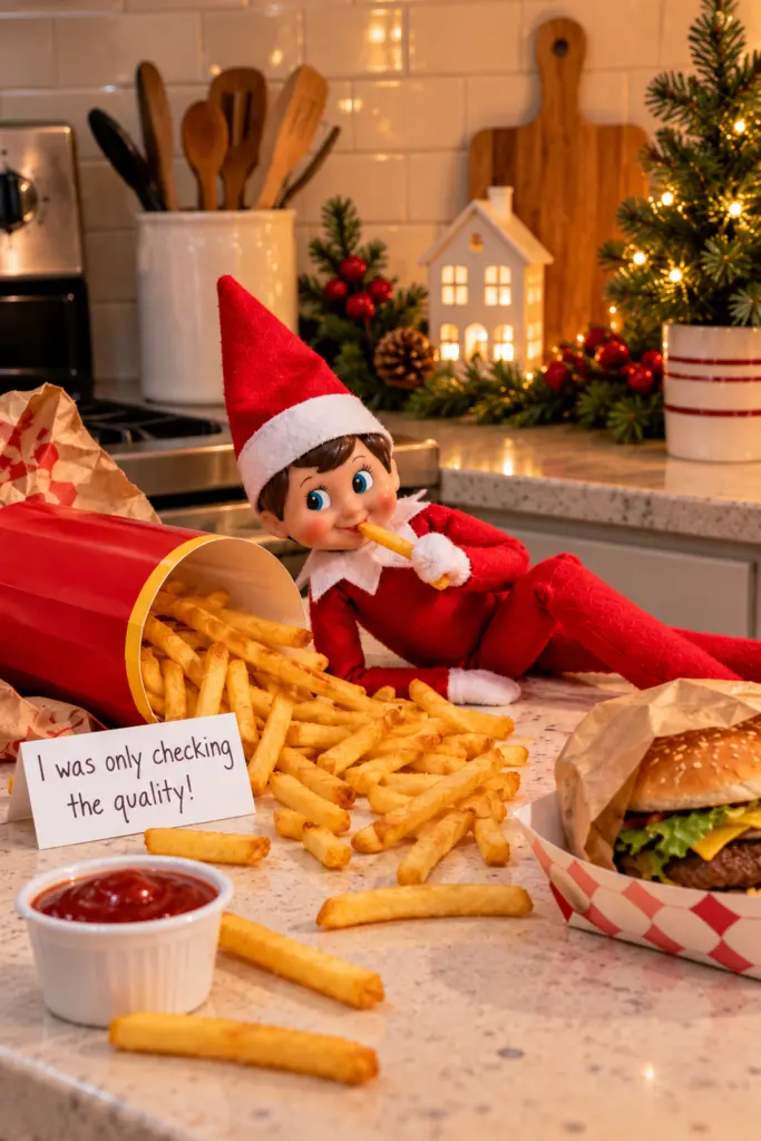 Funny Elf on the Shelf   Fry Taste Test