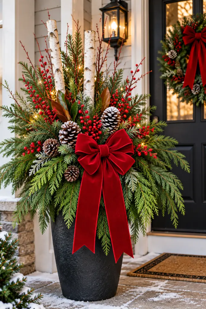 17 Beautiful Outdoor Christmas Planters Designs