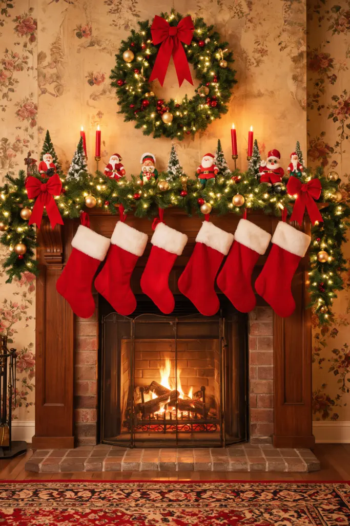 90s Christmas Aesthetic - 30 Cozy Magical Holiday Decorating Ideas 4 Fireplace Mantel With Evergreen Garland