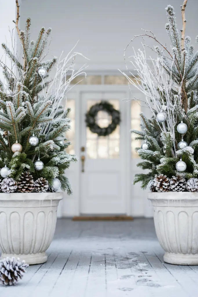 Frosted Winter Wonderland Planters