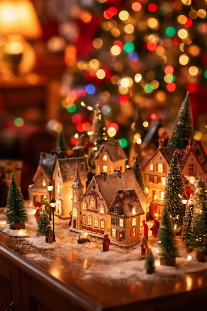 90s Christmas Aesthetic - 30 Cozy Magical Holiday Decorating Ideas 6 Glowing Christmas Village