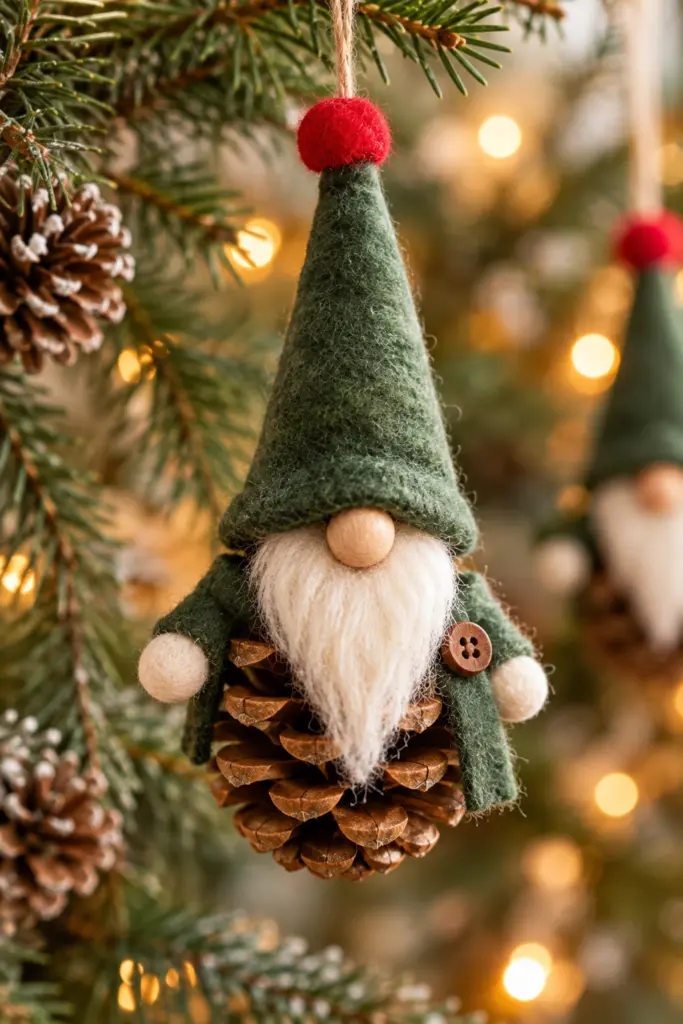 17 Easy DIY Christmas Crafts Using Natural Materials 4 Handmade Pinecone Gnome Ornaments