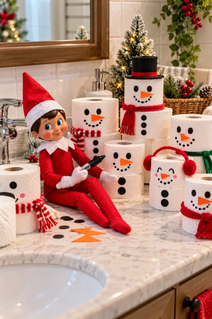 Elf on the Shelf In Bathroom