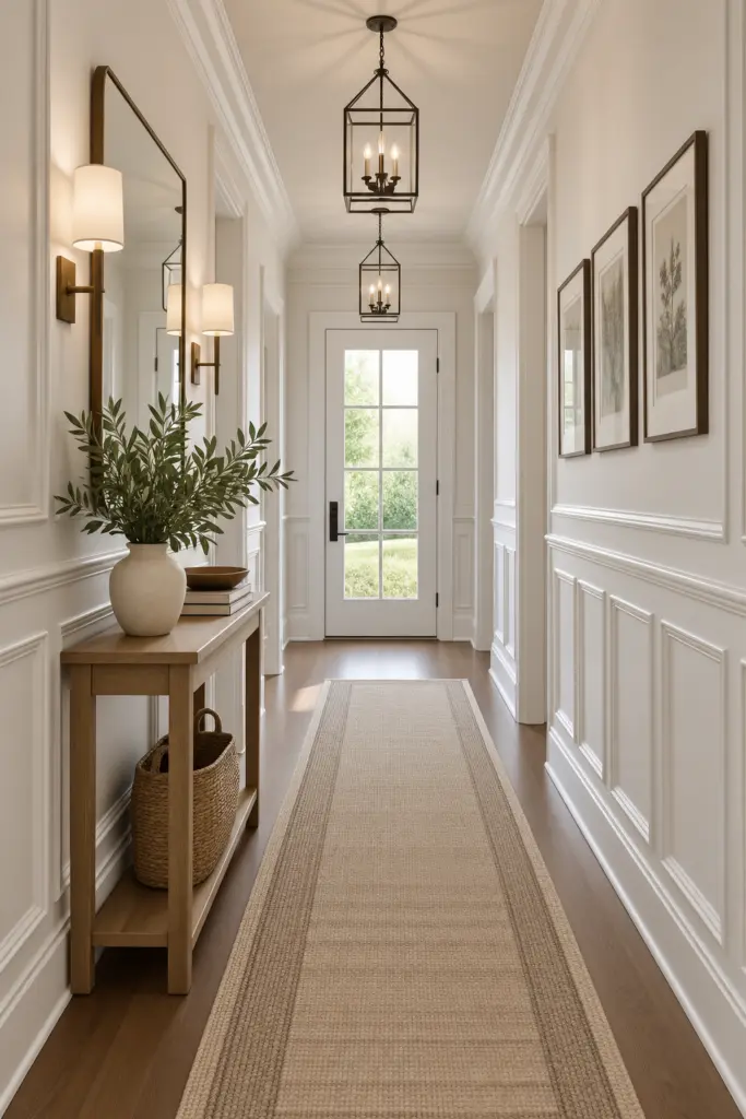 25+ Modern Wainscoting Entryway Ideas & Inspo 8 Narrow Entryway with Modern Wainscoting