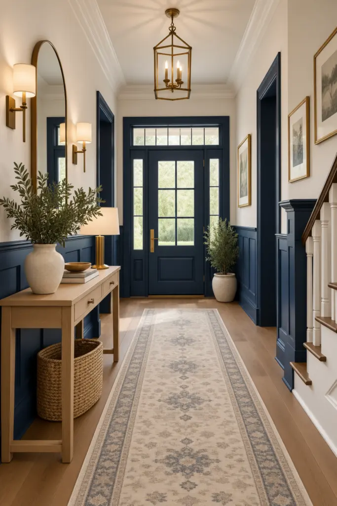 25+ Modern Wainscoting Entryway Ideas & Inspo 10 Navy Blue Wainscoting Entryway