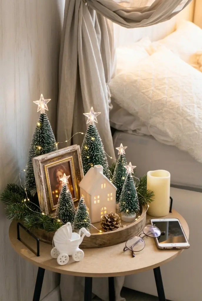 Nightstand Christmas Decorations for Bedroom  