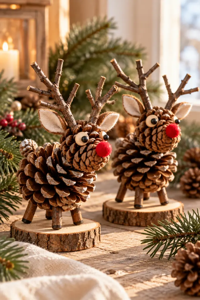 17 Easy DIY Christmas Crafts Using Natural Materials 13 Pinecone Reindeer Holiday Craft Scene