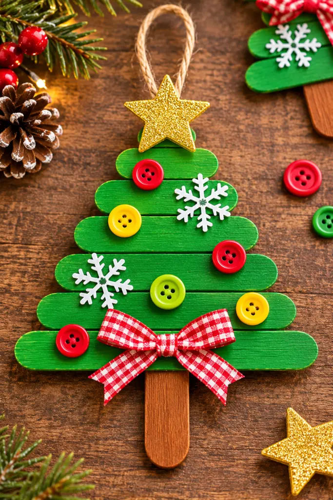 30+ Easy Christmas Crafts with Popsicle Sticks For Adults & Kids 2 Christmas Crafts with Popsicle Sticks for Tree Ornament