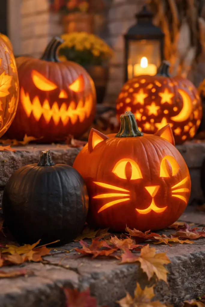 40+ Easy Pumpkin Carving Ideas for Fall & Holidays 12 Pumpkin Cat Carving