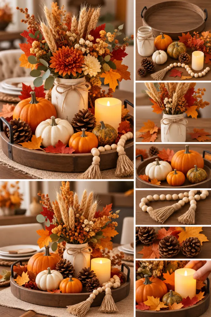 Rustic Autumn Centerpiece DIY Collage