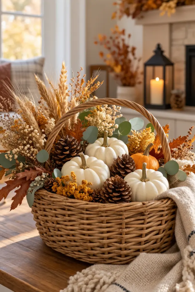  Natural Fall Decor with Harvest Basket