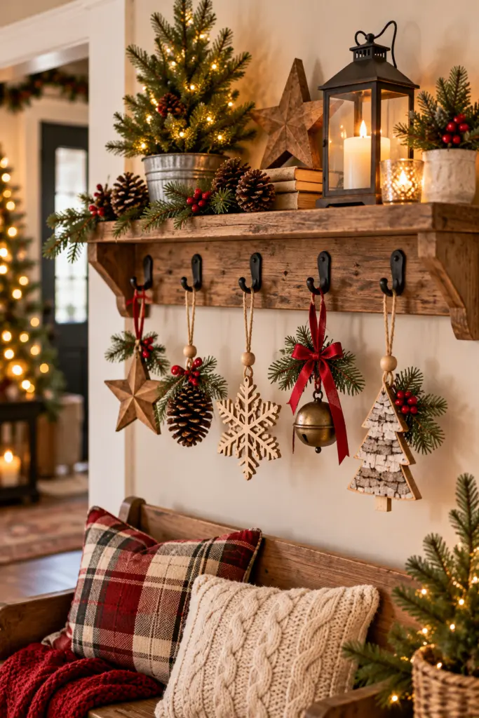 25+ Rustic Wood Christmas Crafts for a Cozy Farmhouse Christmas Decor 9 Rustic Christmas Entryway