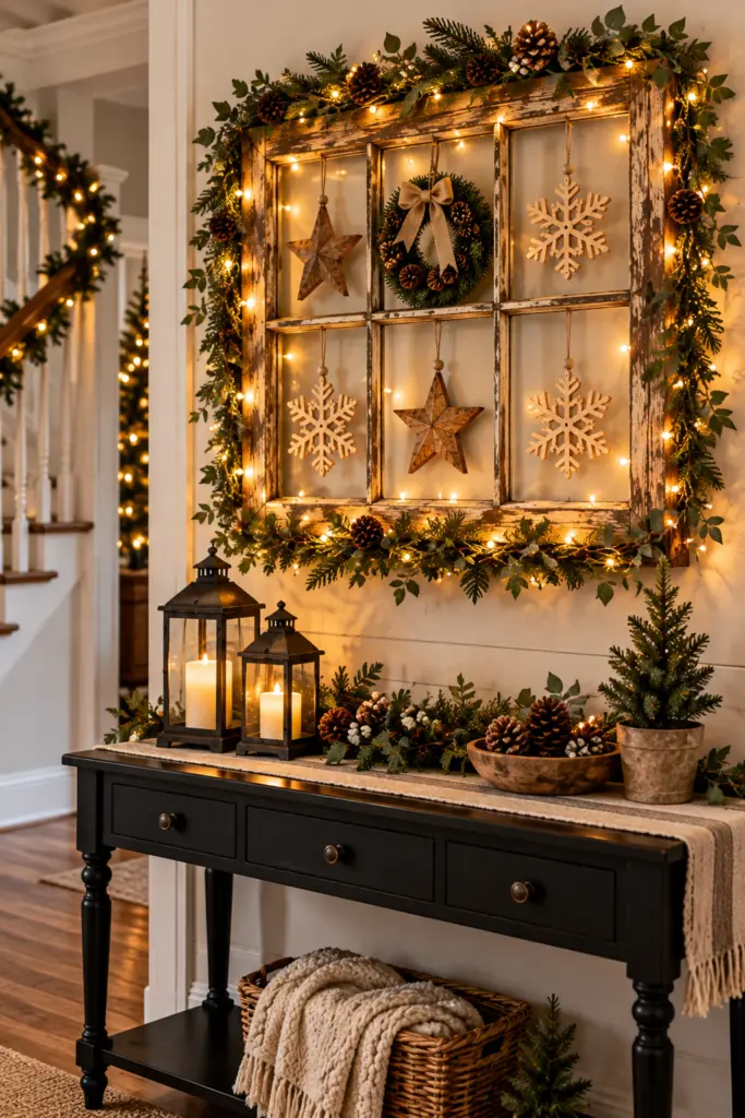 25+ Rustic Wood Christmas Crafts for a Cozy Farmhouse Christmas Decor 5 Rustic Christmas Entryway Glow