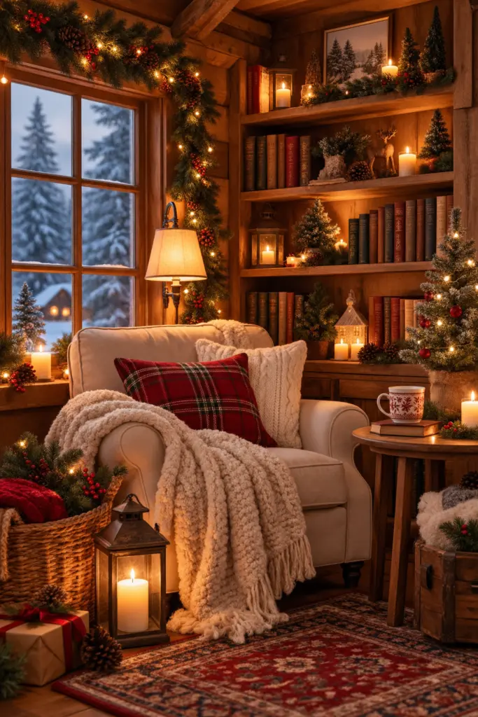 Cozy Christmas Cabin Reading Nook